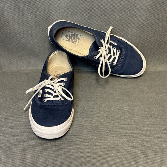 Van's Shoes Blue Canvas Lace up The Wall Denin Blue -Unisex Womans 8.5 Mens 7 - Picture 1 of 9